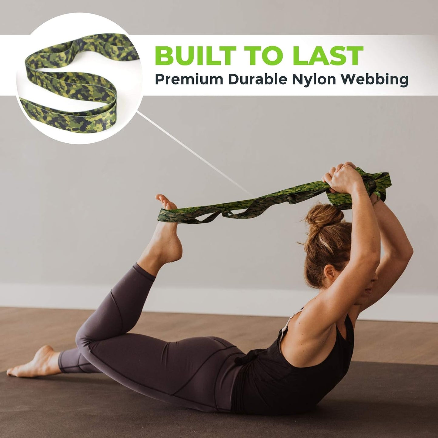 Stretching Strap for Physical Therapy, 12 Multi-Loop Stretch Strap 1.5" W x 8' L, Neoprene Handles, Physical Therapy Equipment, Yoga Straps for Stretching, Leg Stretcher.