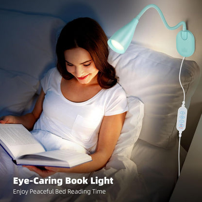 LiFMIRA Wall-Mounted LED Bedside Reading Light with USB Charging Port, 10-Level Dimmable & Adjustable 5 Color, Plug-in Adhesive Night Lamp for Books in Bed, Eye-Caring Bedroom Lighting (White)