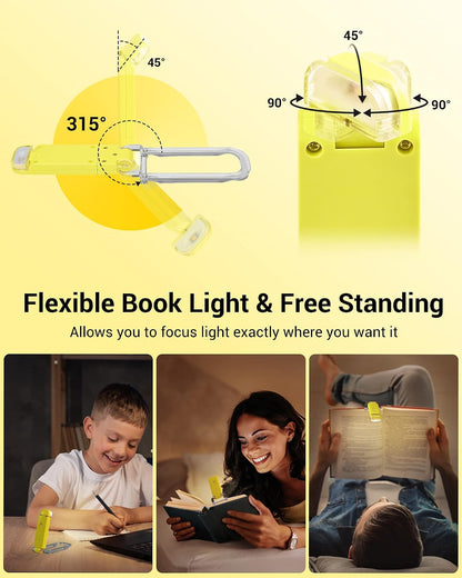 DEWENWILS USB Rechargeable Book Reading Light, 3000K Warm White, Brightness Adjustable Clip on LED Bookmark Lamp at Night in Bed, Portable Booklight for Bookworms, Kids