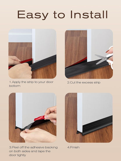 SUNMON Silicone Door Draft Stopper, 39in Upgraded Door Slide-On Under Door Seal Blocker, Under Door Sweep Weather Stripping（White）