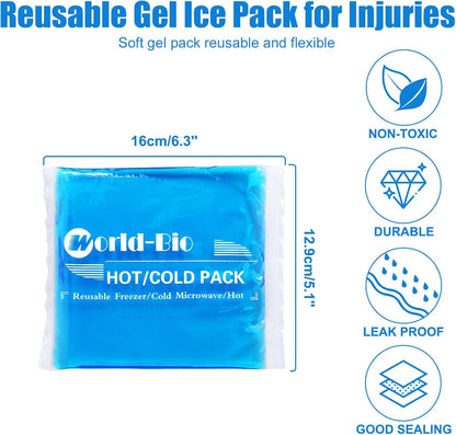 Ice Packs for Injuries Reusable Gel - Hot Cold Gel Ice Pack for Injury, Pain Relief, Rehabilitation - Flexible Ice Packs for Knee, Shoulder, Back, Neck, Wrist - 4.7" x 12.2"