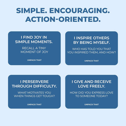 UNPACK THAT Self-Exploration Card Deck Personal Growth Cards - 100 Deep Questions for Self-Discovery, Mindfulness & Emotional Healing | Journal Prompt, for Her