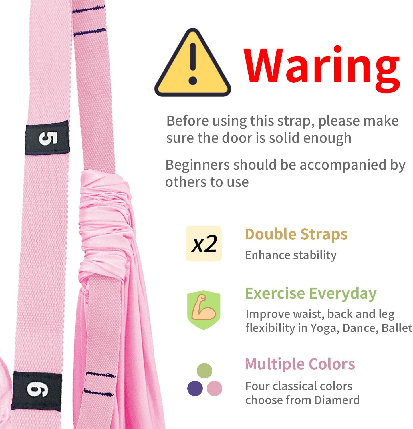 Leg Stretcher Strap Adjustable Fitness Strap Band for Waist Trainer Stretching Door Swing Flexibility Tensile Trainer with Carrying Pouch Back Bend Go Upside-Down for Yoga Practitioner Ballet Dancer Gymnastics Exercises