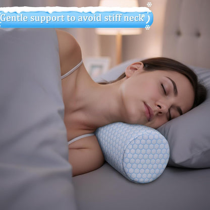Novabright 2 Pcs Cooling Cervical Neck Roll Pillow for Sleeping Memory Foam