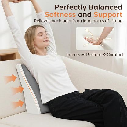Vekkia Lumbar Support Pillow for Recliner, Ergonomic Back Support for Couch | Backrest Pillow, Improve Posture, Relieve Back Pain for Long Sitting & Elderly, for Armchair & Sofa, Removable Cover,Brown