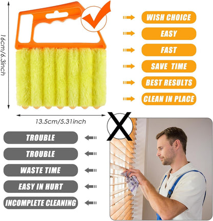 Maxdot 12 Pcs Blind Cleaner Duster Tool, 7 Finger Dusting Cleaner Tool, Handheld Blind Dusters for Cleaning, Washable Mini Brush for Air Conditioner Wood Blinds Window Dust Dirt, Yellow