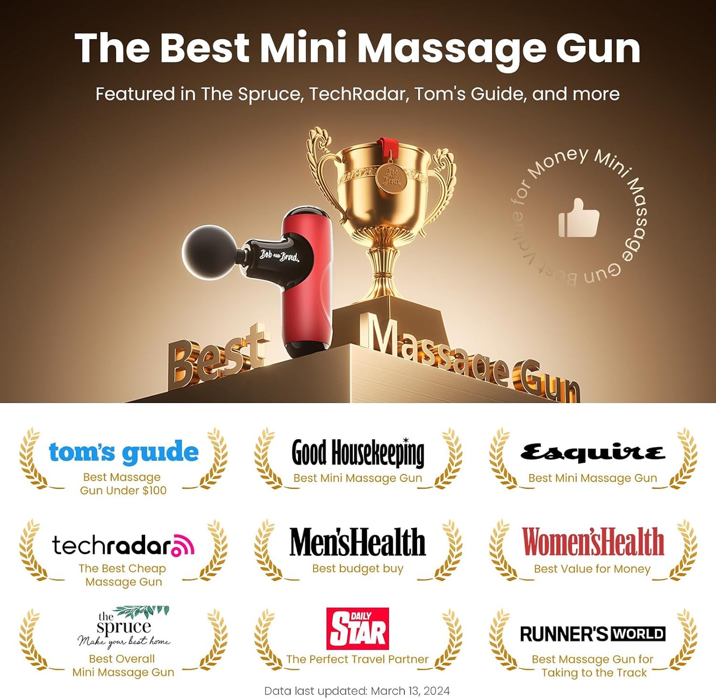 BOB AND BRAD Q2 Mini Massage Gun, Pocket-Sized Deep Tissue Massager Gun, Portable Percussion Muscle Massager Gun, Ultra Small & Quiet Muscle Massage Gun for Muscle Recovery with Carry Case