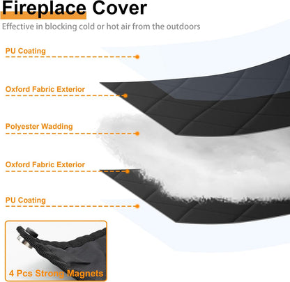 MyLifeUNIT Magnetic Fireplace Cover, 36" x 30" Fireplace Draft Stopper | Strong magnetic seal, durable oxford fabric, Blocks drafts & heat loss, year-round energy saving
