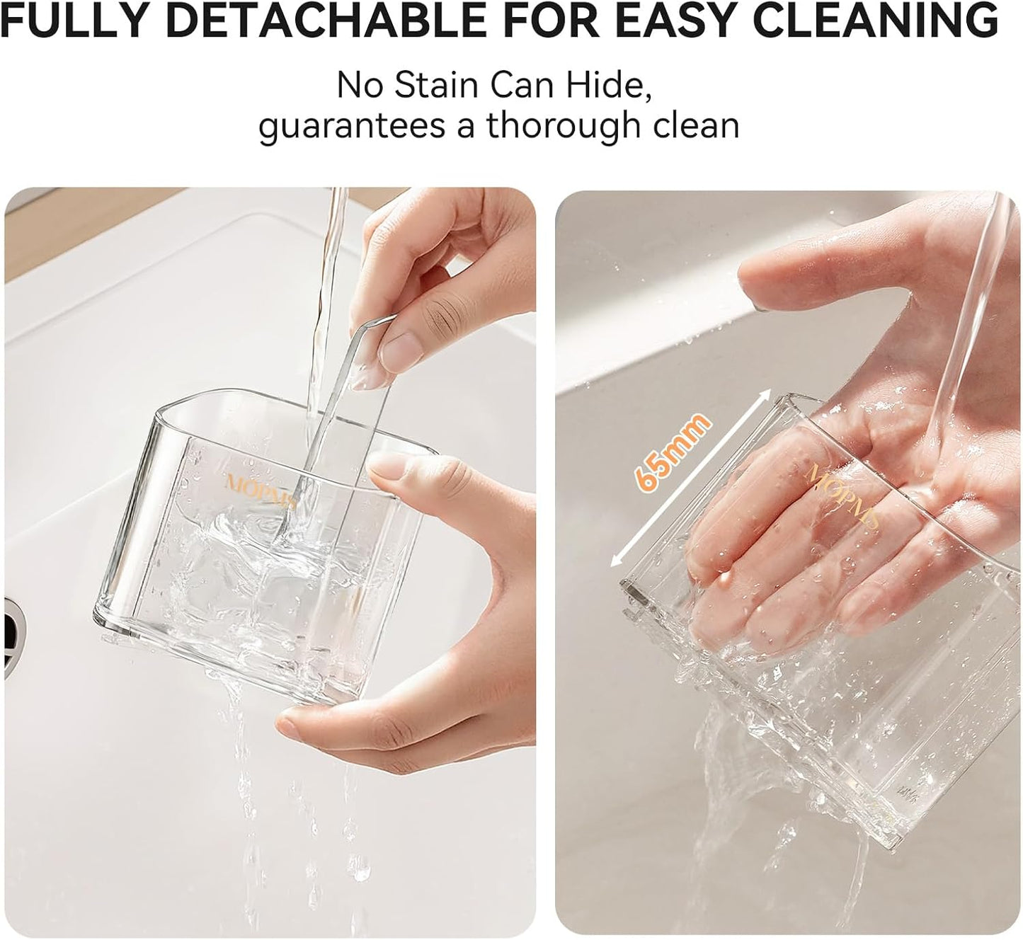 MOPMS Toothbrush Holders with Drainage for Bathrooms Countertop Organizer | 2 Slots Electric Toothbrush Holder Wall-Mount with Divider for Easy Clean, Tooth Brush and Toothpaste Holder for Bathroom