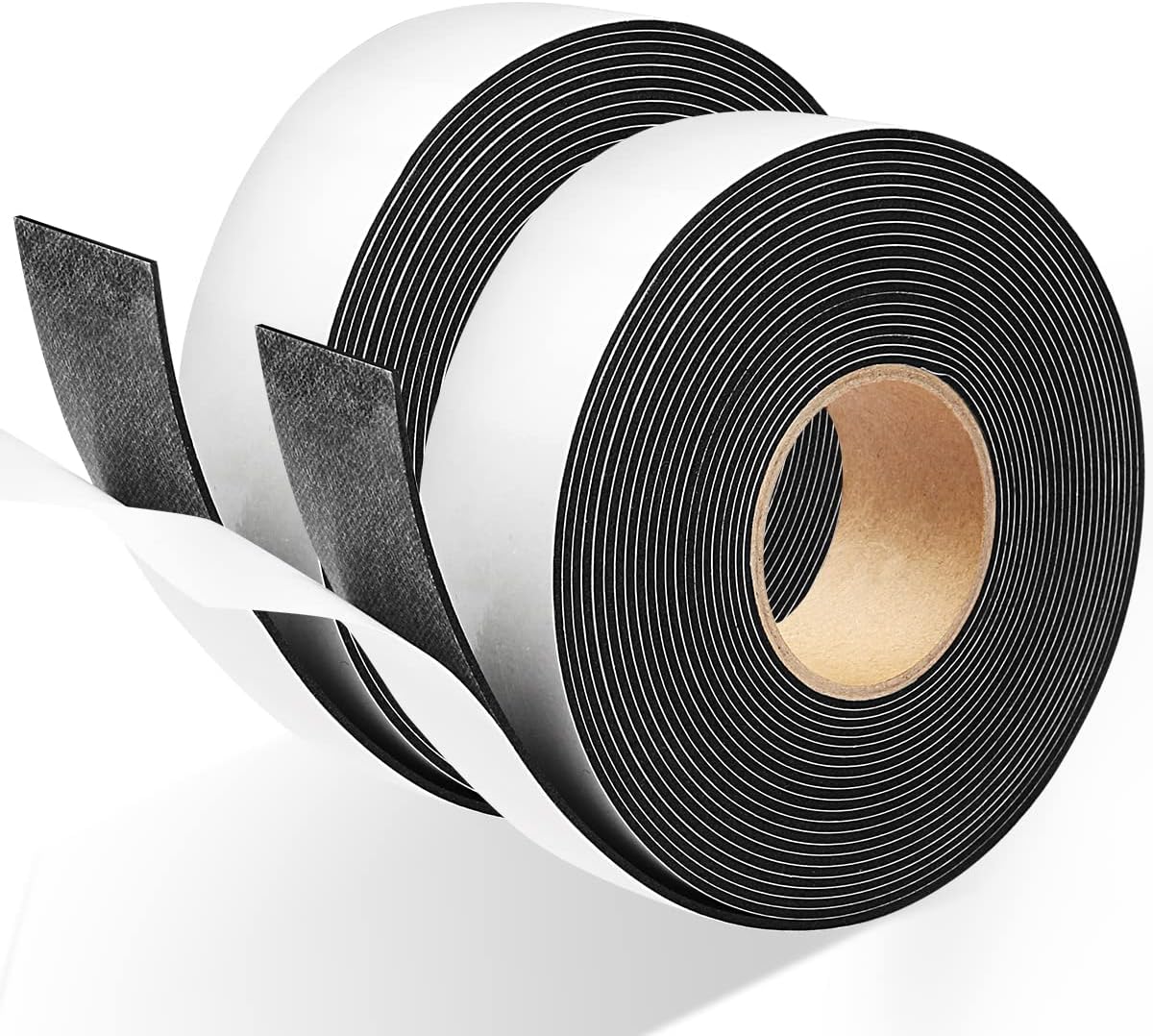 2 Rolls Foam Seal Tape for Door Window Insulation, Soundproof and Shockproof Foam Adhensive Strip, 3/8" Wx3/16 T Single Sided Foam Tape, Cold Air and Draft Closed Cell Seal Strip,Total 32FT