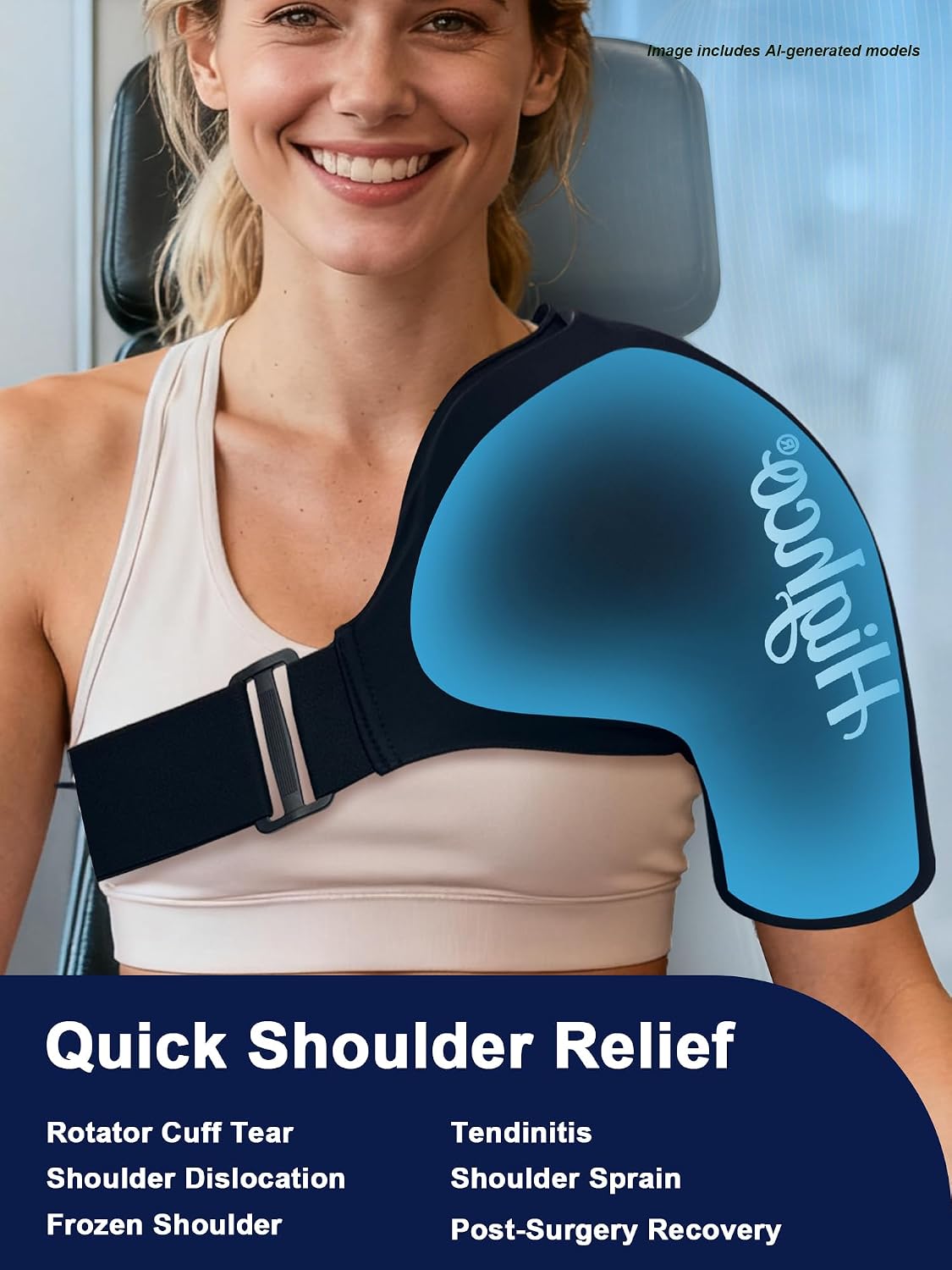 Shoulder Ice Pack Wrap for Rotator Cuff and Arm,Reusable Compression Cold Brace for Pain Relief & Muscle Relaxation,Tendonitis,Swelling,Discomfort After Surgery,Hot &Cold Therapy Ice Pack for Shoulder (Large-Black)