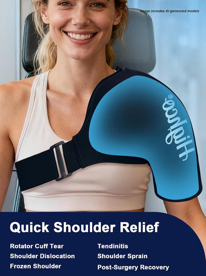 Shoulder Ice Pack Wrap for Rotator Cuff and Arm,Reusable Compression Cold Brace for Pain Relief & Muscle Relaxation,Tendonitis,Swelling,Discomfort After Surgery,Hot &Cold Therapy Ice Pack for Shoulder (Large-Black)