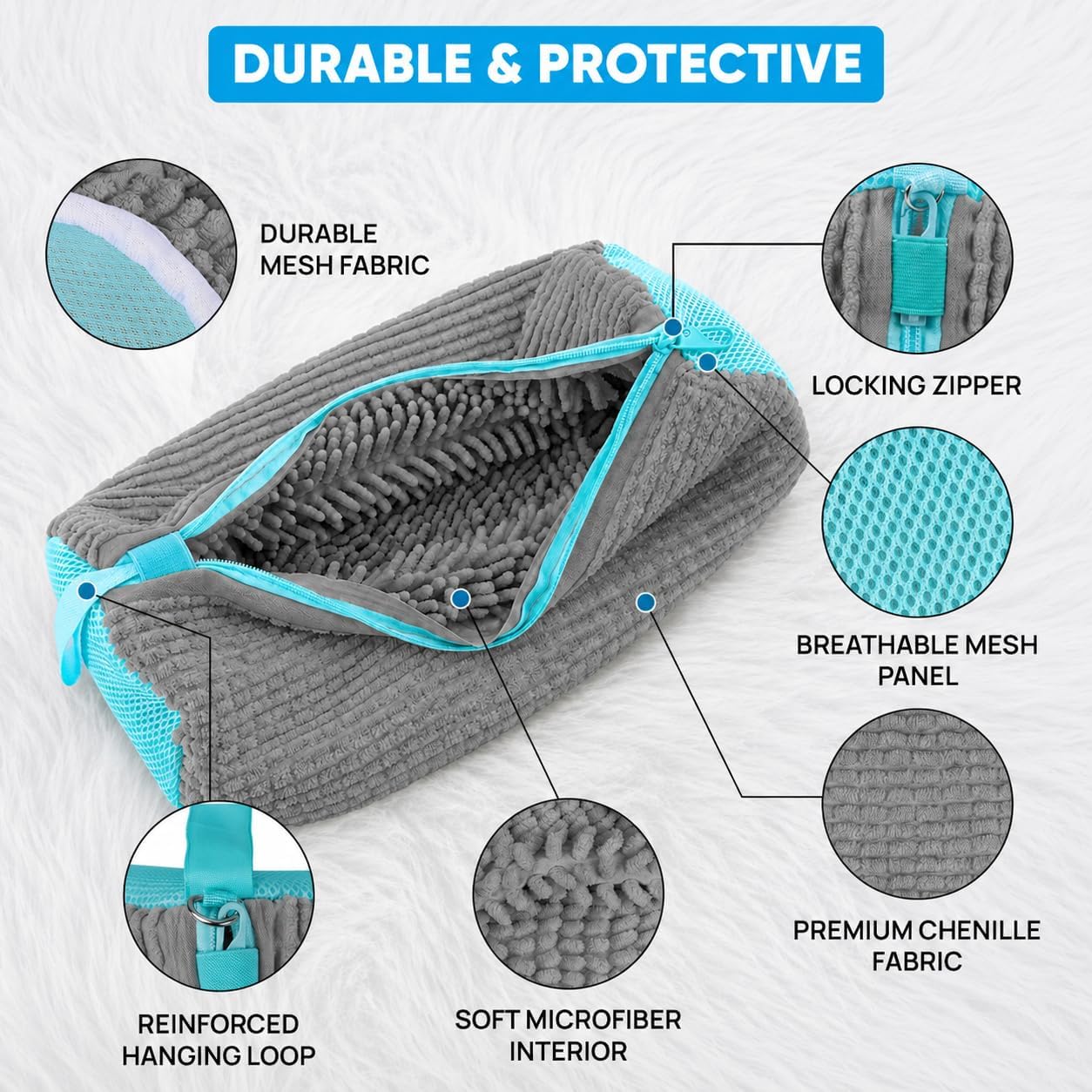 Kalitease Shoe Washing Bag – 2Pcs Reusable Shoe Laundry Bags for Sneakers, 360° Deep Cleaning, Secure Lock Sneaker Washing Machine Bag with 6 Deodorizer Balls & Shoe Trees (white)
