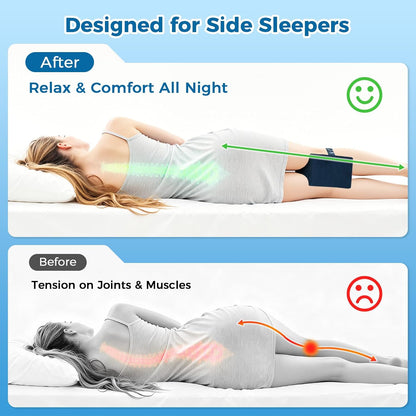 Knee Pillow for Side Sleepers, Memory Foam Leg Pillow with Strap, Grey | Ergonomic Between Leg Support Pillow for Sleeping Comfort, Knee and Ankle Positioning, Pregnancy, Joint Support, Medium Size