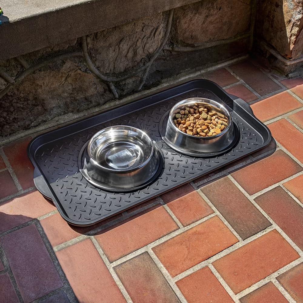 Diamond Boot Tray 15"x 29" Black Plastic Shoe Mud Mat for Entryway | Indoor Outdoor Entryway Shoe Drip Pan, Drainage Shoe Holder for Garden Boots Pet Feeding Craft Project Floor Protection