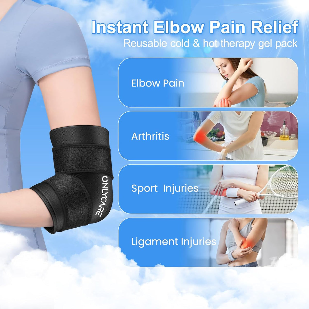 Knee Ice Pack, ONLYCARE Soothing Knee Compression Sleeve for Injuries, Upgraded Gel Cold Wrap, Hot & Cold Therapy, Reusable for Meniscus, Arthritis, ACL, MCL Pain Relief, Injury Recovery (S)
