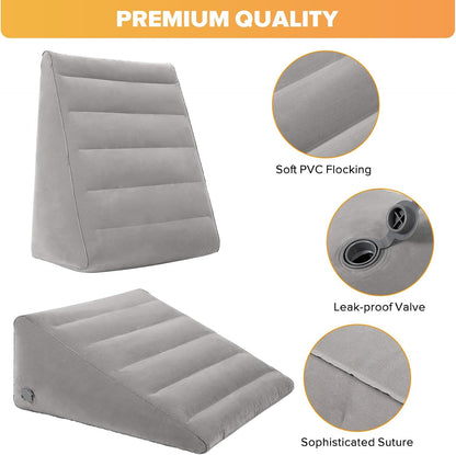 USHMA Inflatable Wedge Pillow for Sleeping, Portable Travel Wedge Pillow for Sitting in Bed, Inflatable Wedge Pillows for Travel, Blow Up Under Knee Pillow