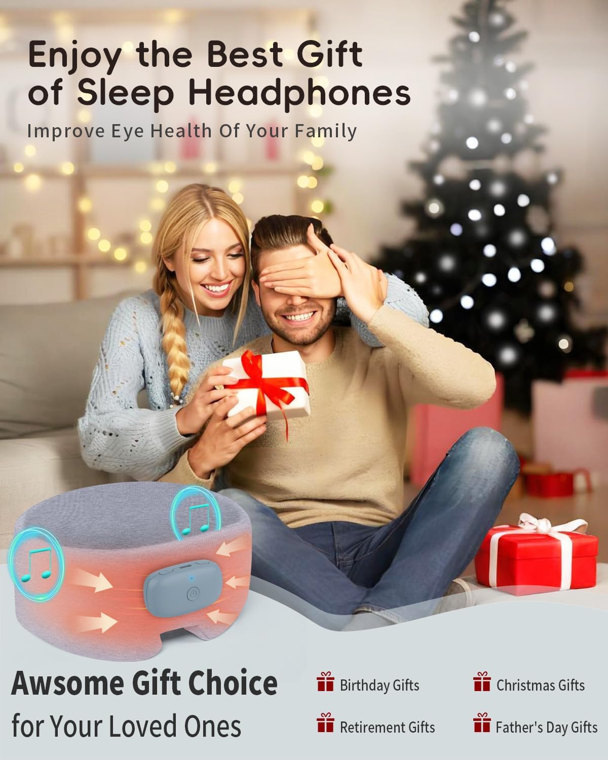 Heated Bluetooth Eye Mask for Sleep, Dry Eyes & Relaxation