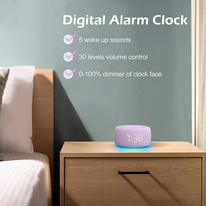 Buffbee Pro 2nd Gen| Sound Machine, Alarm Clock with Bluetooth Speaker | Upgraded Rechargeable Battery, White Noise Machine with 25 Sleep Sounds, Portable for Travel & Bedroom