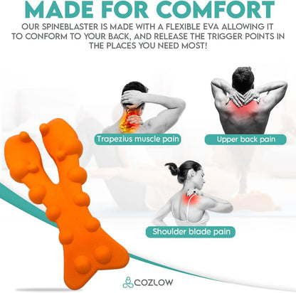 COZLOW - Trapezius Trigger Point Massager - Occipital Release Tool with 14 Massage Nubs - Muscle Knot Remover for Neck + Upper Back Pain Relief - Myofascial Release for Tension + Tight Knots in Spine