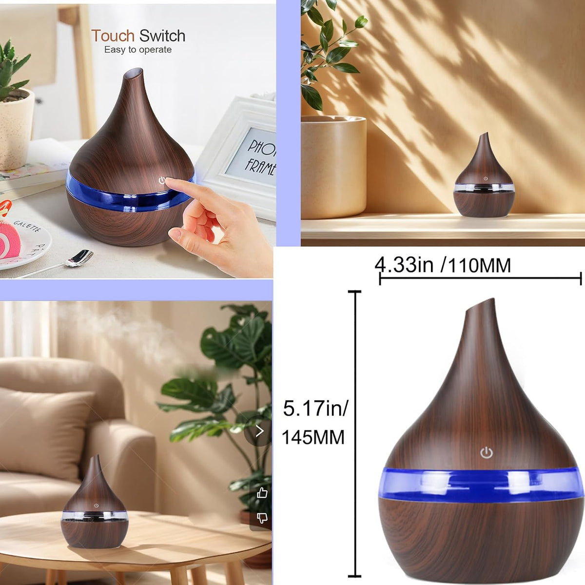300ml Cool Mist 7 Colorful Lights Humidifier, 10-20 Hour Runtime for Plants