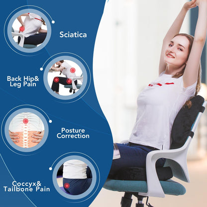 QUTOOL Seat Cushion and Lumbar Support Set for Office Chair – Supports Lower Back & Hips for Long Sitting Comfort, Helps Maintain a Comfortable Sitting Position, Ergonomic Memory Foam, Washable Cover