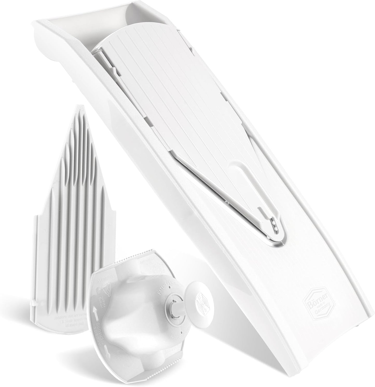 Borner Mandoline Food Slicer V1 (Basic Set) by Reston Lloyd • V-Slicer with Food Holder • Made in Germany • Fruit & Vegetable Chopper • Multiple Settings • Color: Red