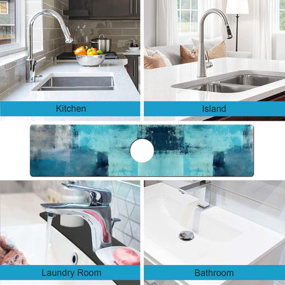 Kitchen Sink Splash Guard Faucet Mat Super Absorbent Fast Drying Mat Sink Gadgets Splash Guard Behind Faucet Drip Catcher for Kitchen (Pink Red Roses Floral, 23.5x5.5in)