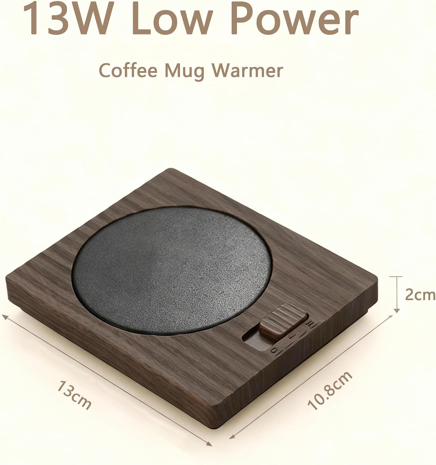 Desk Coffee Mug Warmer for Office: Compatible with All Cup for Career Women | 13W 2-Temp Adjustable Electric Heated Coaster Tea Cup Hot Plate - Gifts for Wife (Wood Grain Color)
