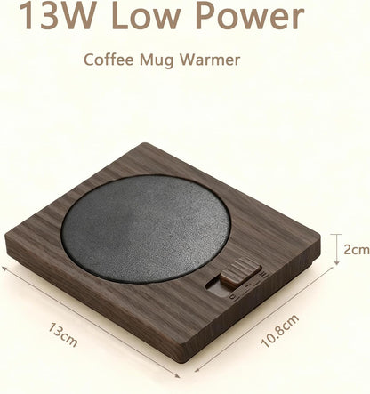 Desk Coffee Mug Warmer for Office: Compatible with All Cup for Career Women | 13W 2-Temp Adjustable Electric Heated Coaster Tea Cup Hot Plate - Gifts for Wife (Wood Grain Color)