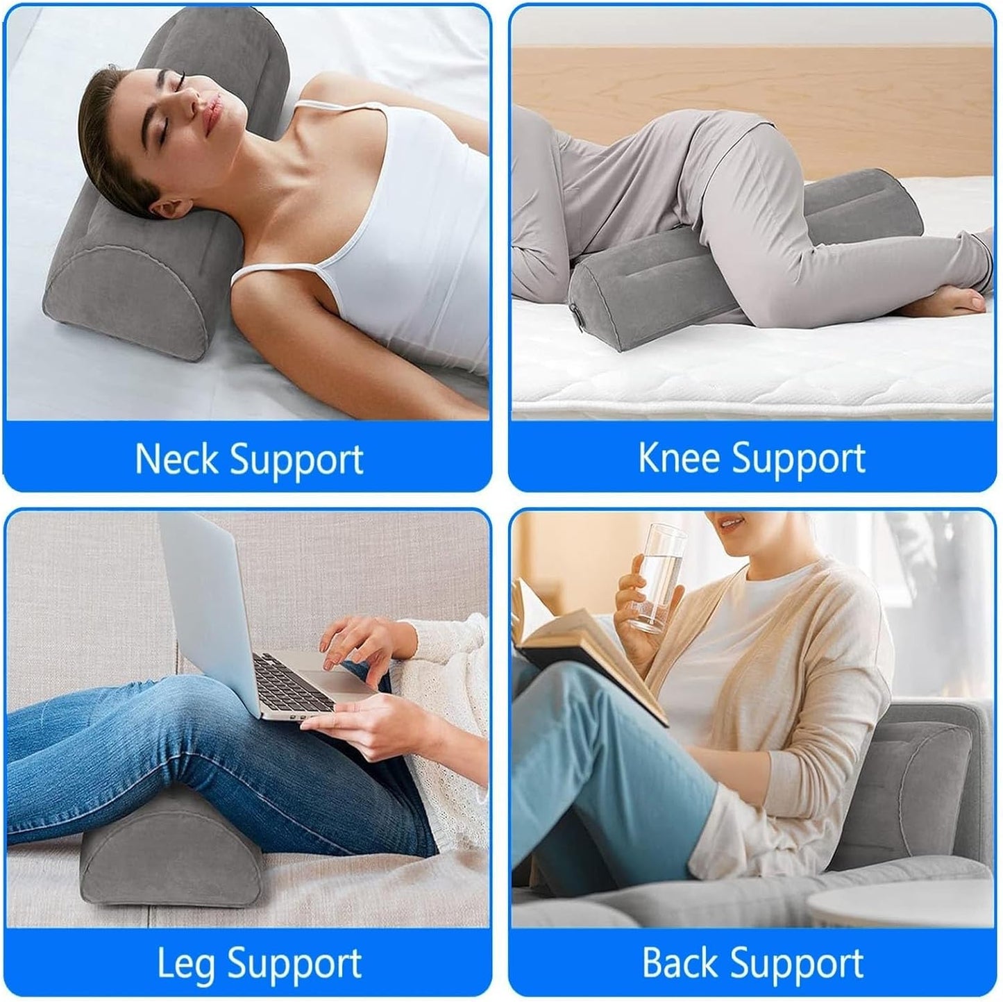 Knee Pillow Half Moon for Back Sleeping, Knee Wedge Pillow for Back Pain,Body Pillow Leg Pillow for Side Sleeping, Knee Bolster Pillow for Legs Support, Half Moon(17,45x18x10cm/18x7x4in)