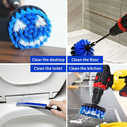 10 Pcs Drill Brush Attachment Set, Drill Scrubber Brush Kit, Drill Cleaning Brush, Scrub Brush for Grout Floor Tub Shower Bathtub Tile Sink Toilet Bathroom Kitchen Car Yellow