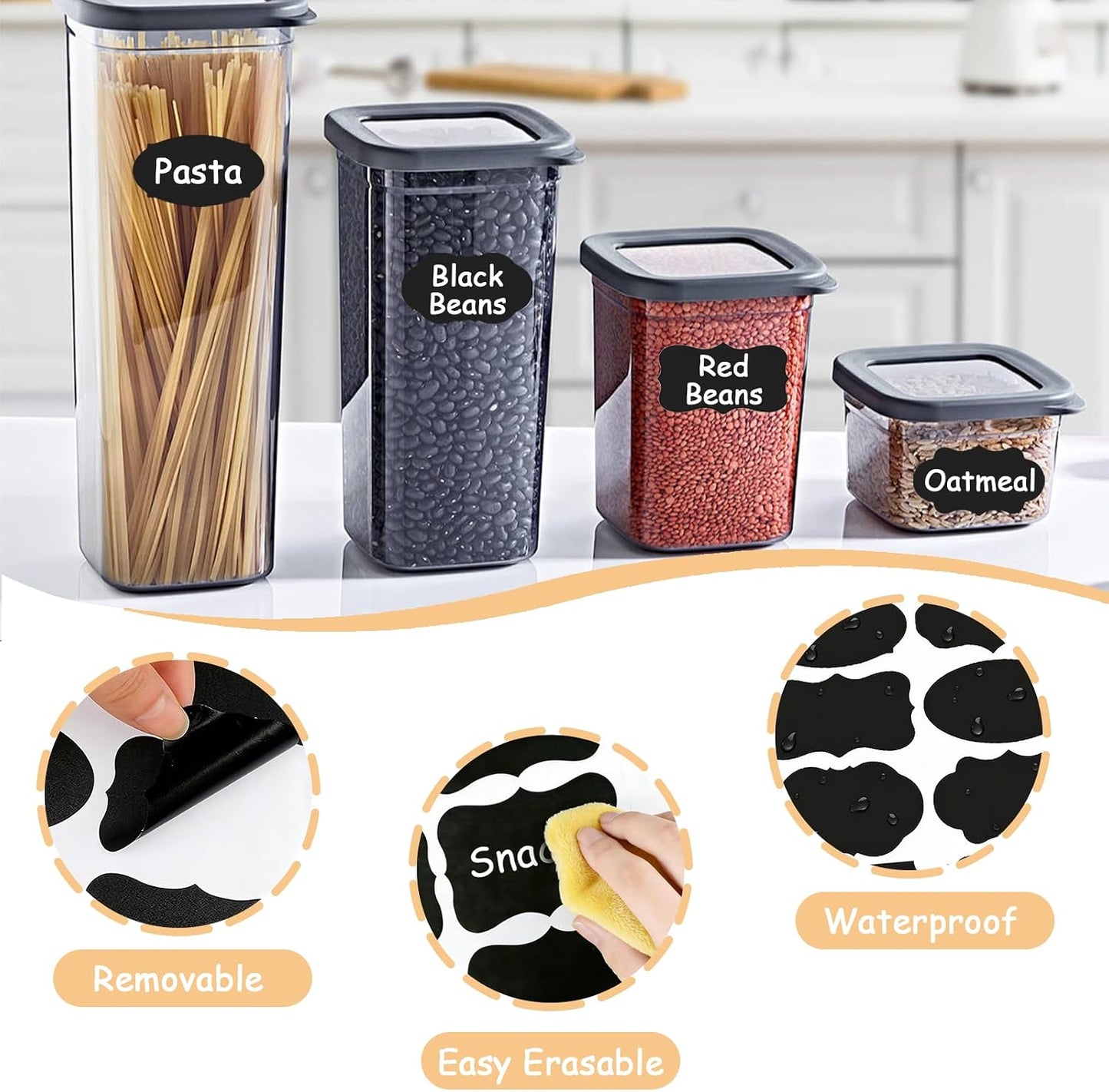 142 Pcs Canning Label Stickers Set with Chalk Markers for Mason Jars | 80 Reusable Blackboard Labels, 60 Handmade for You Stickers, 2 Erasable Chalk Markers for Spice Jam & Various Food Containers