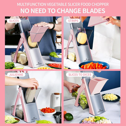 ONCE FOR ALL Safe Mandoline Slicer Plus, Bigger Size, Potato Slicer, Black | 0.1-8mm Adjustable Vegetable Food Chopper, Kitchen Mandoline Slicer Stainless Steel, Detachable Blade, Dishwasher-safe, Gift