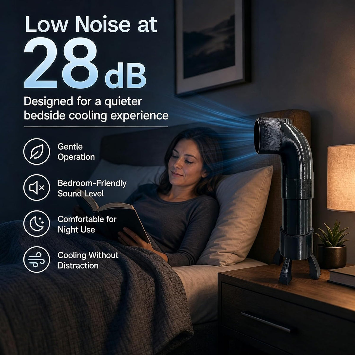 Bed Cooling Fan System for Night Sweats, Under Sheet Bed Fan for Hot Sleepers, Bed Cooling Fans for Cooler Sleep, Suitable for Beds With A Height of 70 cm/27.6 In or Less