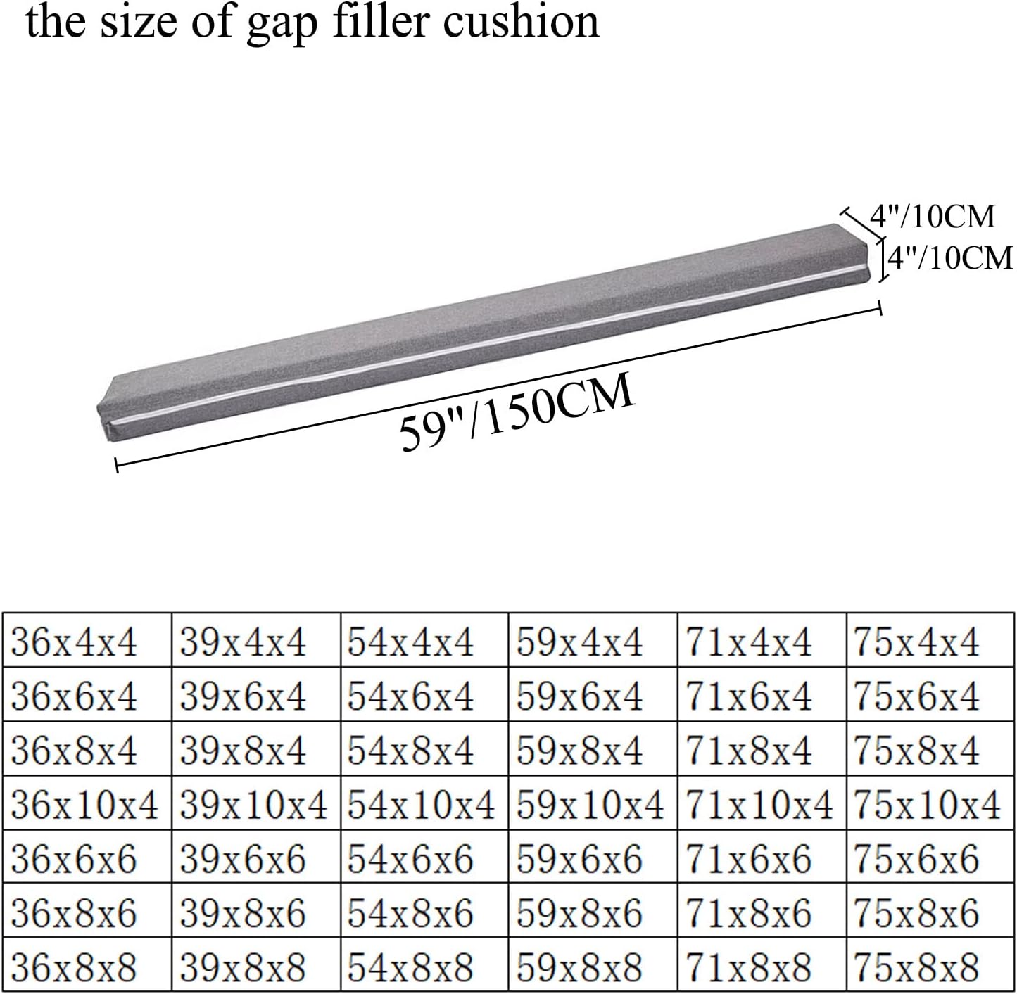 SAMTY Bed Gap Filler for headboard Space Gap Filler Bolster Stopper 54x6x4 | Full Bed, Closes Gaps Between Headboard And Mattress With Supportive Foam And Removable Washable Linen Cover