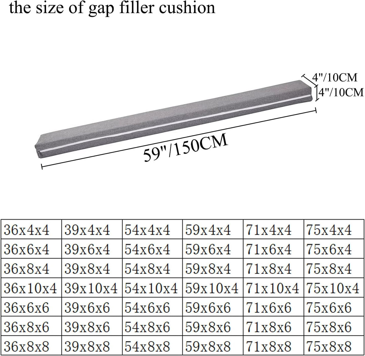 SAMTY Bed Gap Filler for headboard Space Gap Filler Bolster Stopper 54x6x4