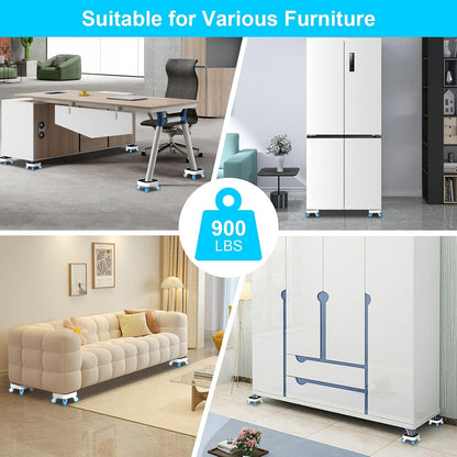 New Upgrade Furniture Sliders: Furniture Movers with Wheels & Groove | Furniture Dolly with 360° Rotatable Wheels - Appliance Roller for Moving Heavy Sofa Bed - Load Capacity Up to 750lb