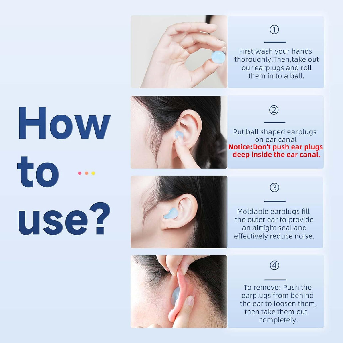 LYSIAN 27dB Moldable Silicone Ear Plugs for Sleep and Swim, 6 Pairs, Blue