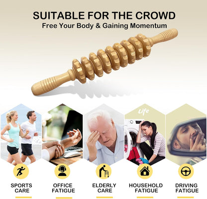 Wooden Massager Handheld Roller Trigger Point Massager Stick for Fascia, Cellulite, Muscle & Abdomen , Body Therapy Massager, Muscle Belly Relief Tool…