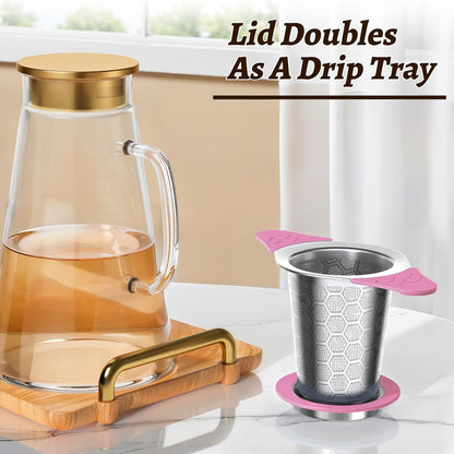 Tea Infuser for Loose Leaf Tea,Stainless Steel Tea Infuser with Heat Proof Silicone Handles,Extra Fine Mesh Tea Strainers Filter Fine Tea Leaves Effectively,Fits TeaPots/Mugs
