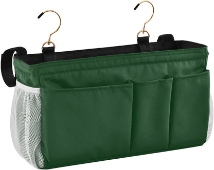 Forest Green Bedside Caddy Bedside Storage Organizer Hanging Storage Bag for Bunk and Hospital Beds, Dorm Rooms Bed Rails