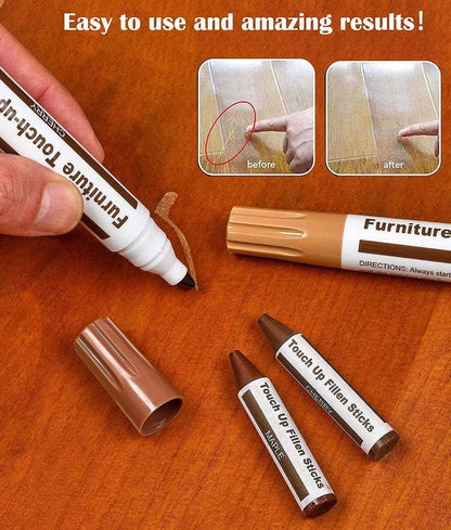 DAIXISM Furniture Markers Touch Up,Wood Filler Floor Scratch Repair Kits,Set of 21-Markers and Wax Sticks with Sharpener Kit for Funiture Repair,Floor Scratch.