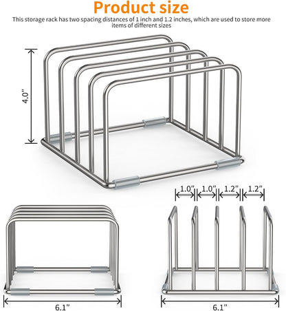 Cutting Board Holder Stand, Chopping Board Organizer Rack with 304 Stainless Steel, Cookie Sheet Storage Organizer, 1.0 & 1.2 Inch Wide Slots (1 Pack)