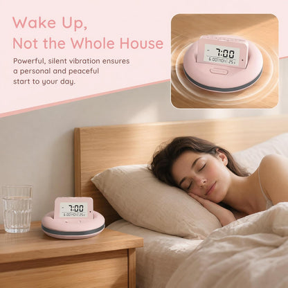 Vibration Alarm Clock for Heavy Sleepers Silent Wake Up Bed Shaker | 2 Alarms, Snooze, Backlit, Countdown Timer, for Students Dorm