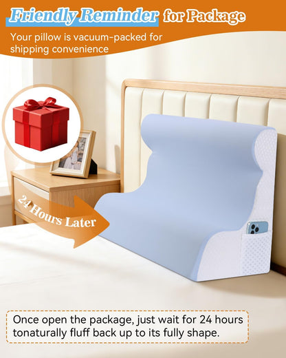 Reading Pillow for Sitting in Bed, Back Pillow for Sitting Up & Bed Wedge Pillow for Sleeping, Lumbar Rest & Neck Support Bed Pillows, Backrest Cushion for Reclining,Gaming,Resting,Watching TV
