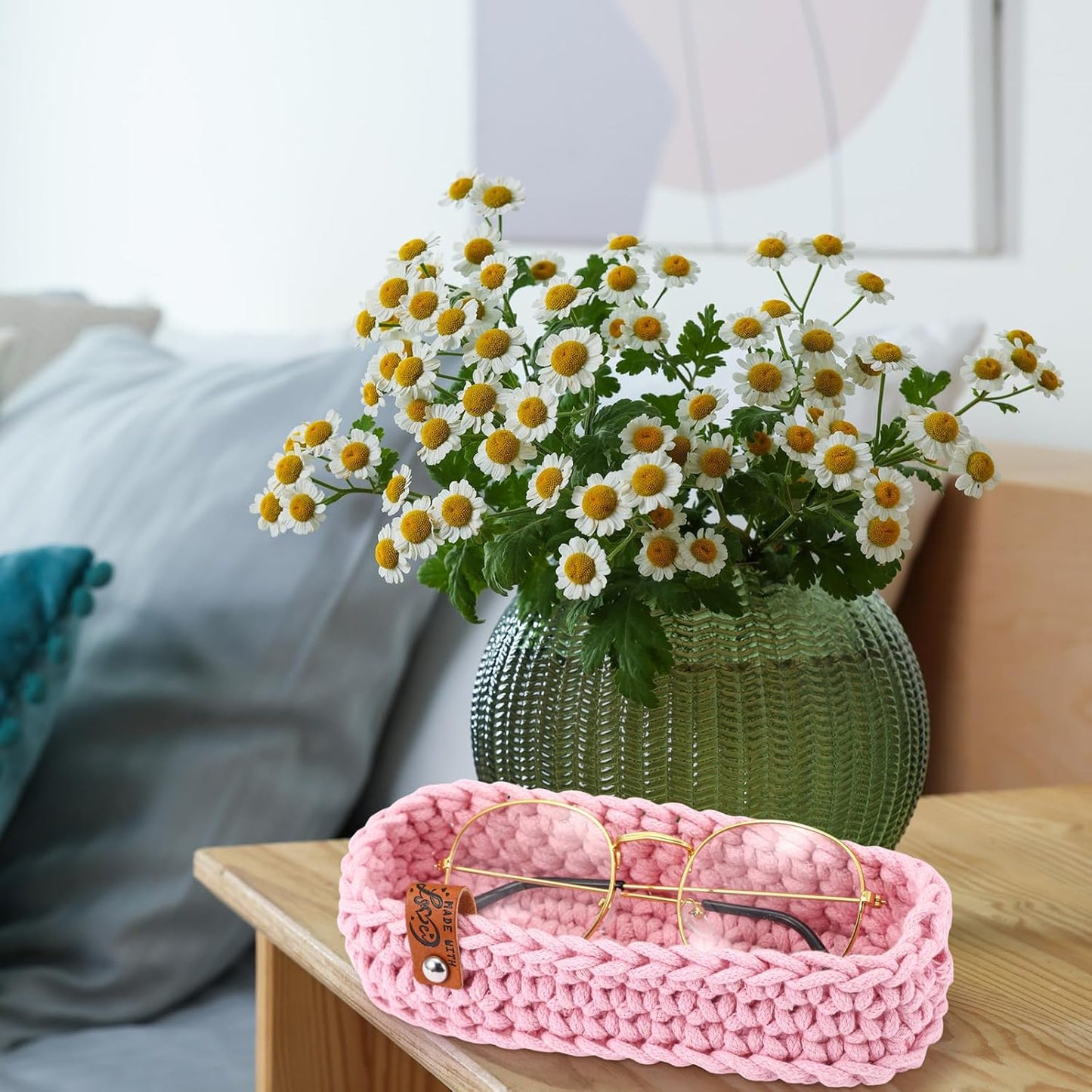 Tioncy Eyeglasses Holder for Nightstand Wool Anti Scratch Desk Bedside Knit Eyeglass Storage for Fathers Day Graduation Gifts