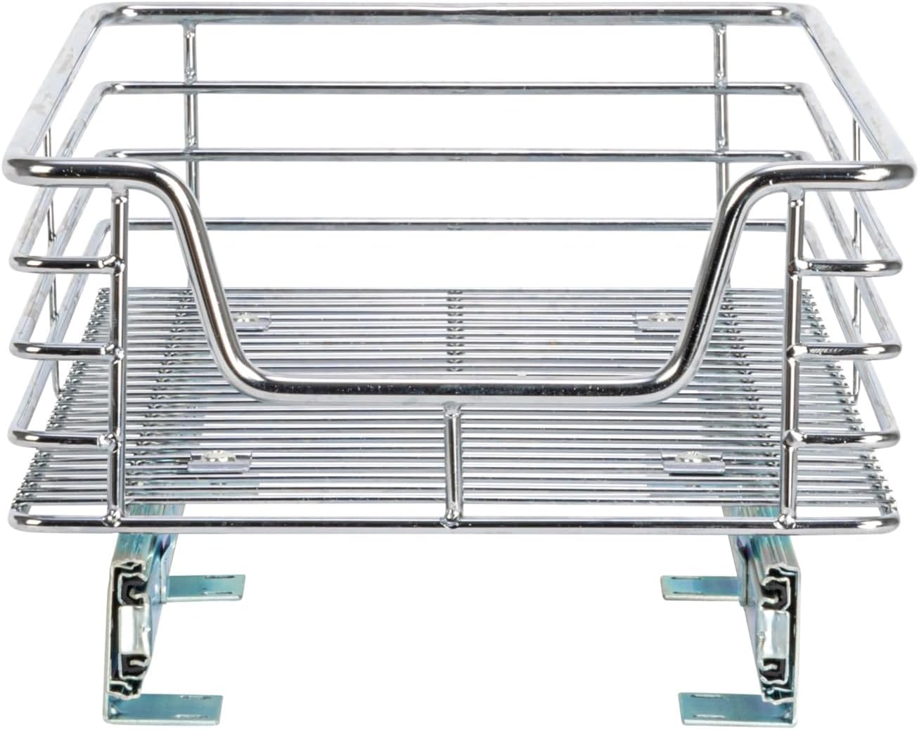 Household Essentials Glidez Multipurpose Chrome-Plated Steel Pull-Out/Slide-Out Storage Organizer for Cookware and Bakeware - 2-Tier Design - Fits Standard Size Cabinet or Shelf, Chrome