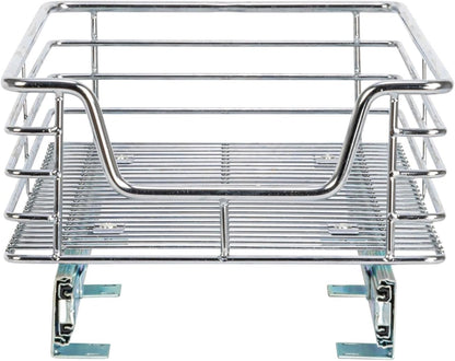 Household Essentials Glidez Multipurpose Chrome-Plated Steel Pull-Out/Slide-Out Storage Organizer for Cookware and Bakeware - 2-Tier Design - Fits Standard Size Cabinet or Shelf, Chrome