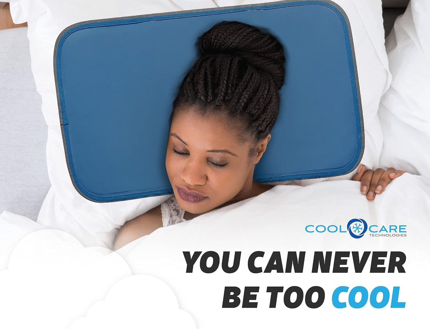 Cool Care Technologies Cooling Pad for Bed - Pressure Activated Gel Provides Instant Relief - Ideal for Fevers, Hot Flashes, Night Sweats